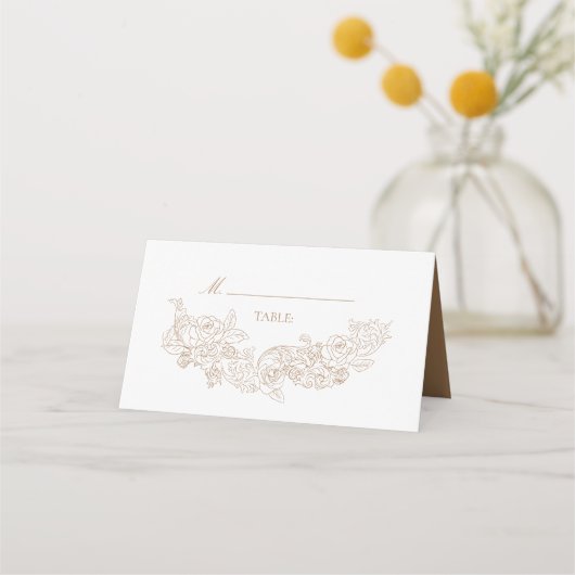Carte De Placement Élégant Rococo Mariage Brown (Devant)