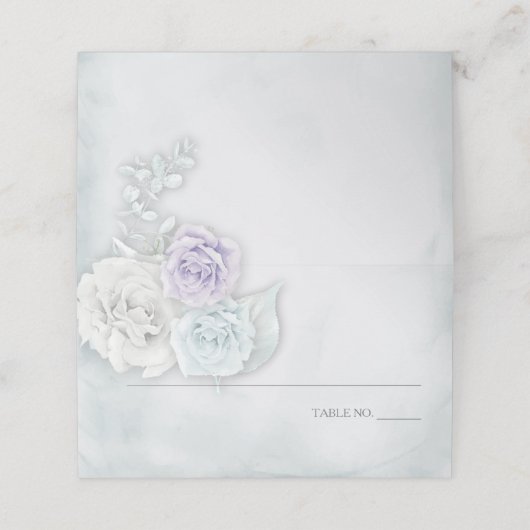 Carte De Placement Elégant romantique Glace blanche - Bleu et Lilac R (Extérieur déplié)