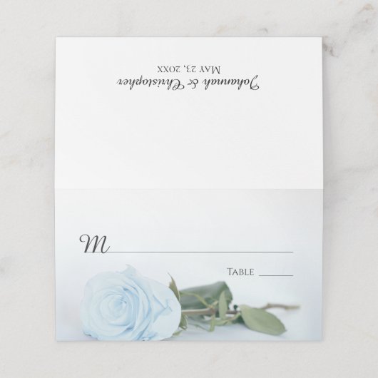 Carte De Placement Élégant Rose bleu clair Dusty Écriture Mariage (Extérieur déplié)