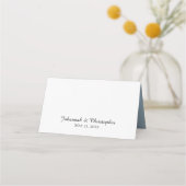 Carte De Placement Élégant Rose bleu clair Dusty Écriture Mariage (Dos)