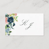 Carte De Placement Élégant rose bleu floral Script Monogramme Mariage (Dos)