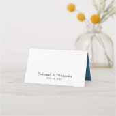 Carte De Placement Élégant Rose bleu turquoise Mariage écriture (Dos)