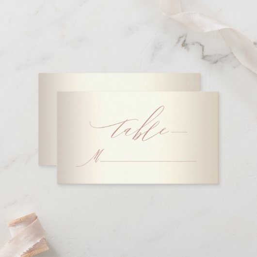Carte De Placement Élégant Rose Gold Calligraphie Champagne Mariage (Devant/Arrière en situation)