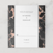 Carte De Placement Élégant Rose Gold Et Black Marble Mariage (Extérieur déplié)