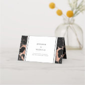 Carte De Placement Élégant Rose Gold Et Black Marble Mariage (Dos)