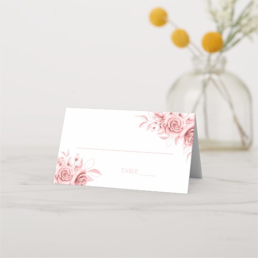 Carte De Placement Elegant Rose Gold Glitter Floral (Devant)