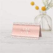 Carte De Placement Elégant Rose Gold Metallic Mariage damassé (Dos)