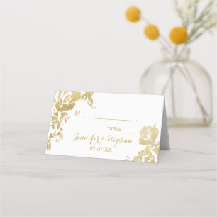 Carte De Placement Élégant Rose moderne Floral Gold Mariage