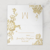 Carte De Placement Élégant Rose moderne simple Floral Mariage or (Extérieur déplié)