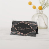 Carte De Placement Élégant Rose noir Gold Foil Mariage Agate (Dos)