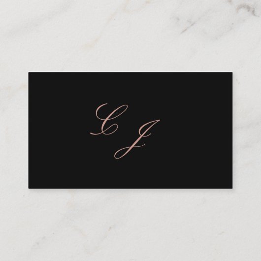 Carte De Placement Élégant Rose noir Gold Script Monogramme Mariage (Dos)