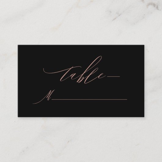 Carte De Placement Élégant Rose noir Gold Script Monogramme Mariage (Devant)