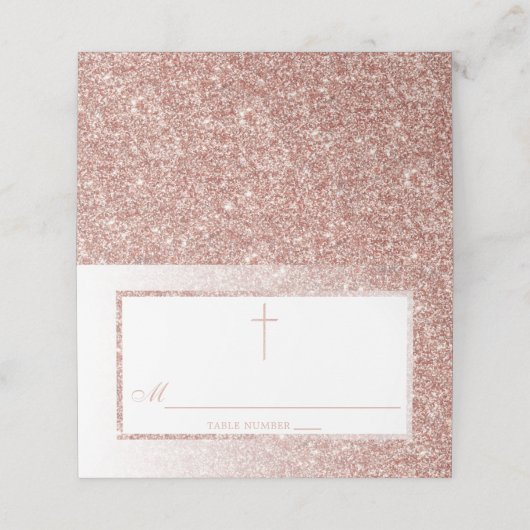 Carte De Placement Élégant Rose Parties scintillant Or Confirmation O (Extérieur déplié)