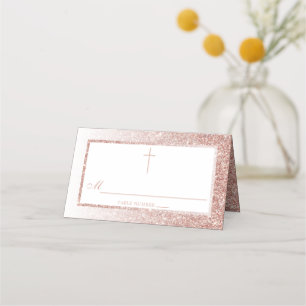 Carte De Placement Élégant Rose Parties scintillant Or Confirmation O