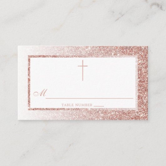 Carte De Placement Élégant Rose Parties scintillant Or Confirmation O (Devant)