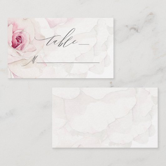 Carte De Placement Elégant rose rose Aquarelle Floral Script Mariage (Devant / Derrière)
