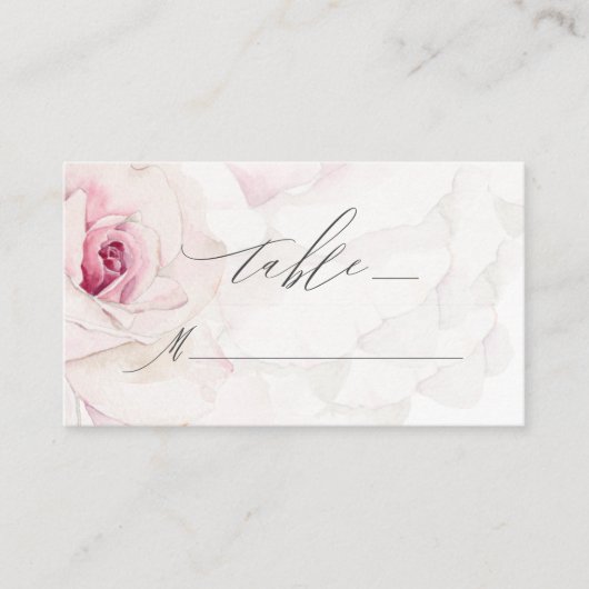 Carte De Placement Elégant rose rose Aquarelle Floral Script Mariage (Devant)
