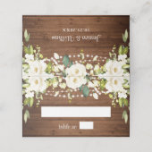 Carte De Placement Elégant Roses Blanches Dentelle Mariage en bois ru (Extérieur déplié)