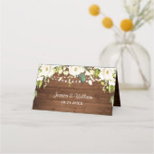 Carte De Placement Elégant Roses Blanches Dentelle Mariage en bois ru (Dos)