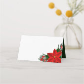 Carte De Placement Elégant Rouge Poinsettia Pine Verdure Noël (Dos)