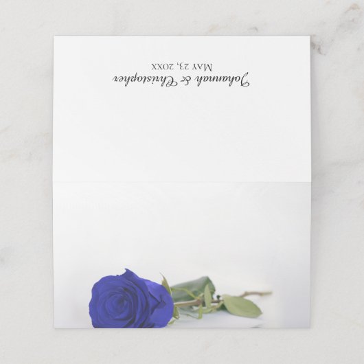 Carte De Placement Élégant Royal Blue Rose Blank do-it-yourself Impri (Extérieur déplié)