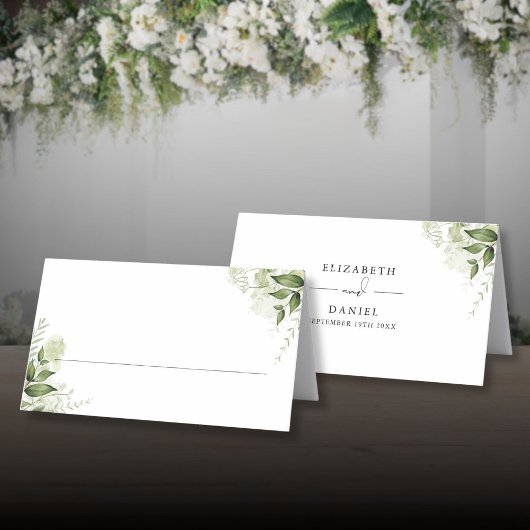 Carte De Placement Élégant Rustique de verdure Mariage plié