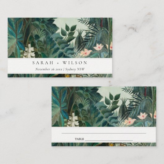 Carte De Placement Élégant Rustique Exotique Tropical Mariage de forê (Devant / Derrière)