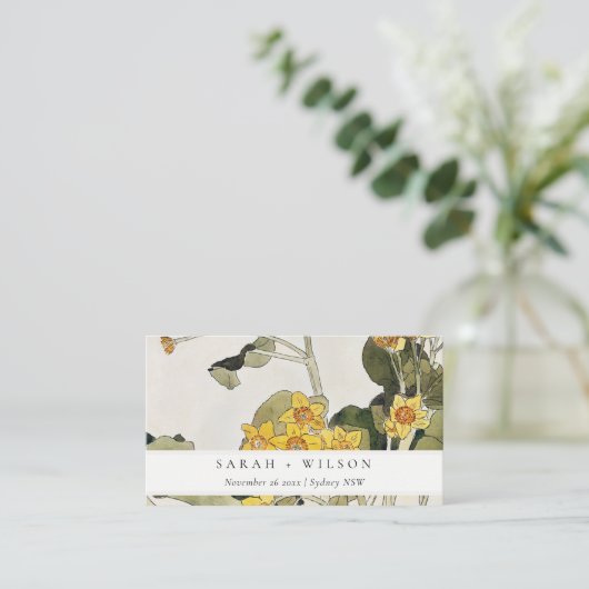 Carte De Placement Élégant Rustique Jaune Daffodique Floral Mariage (Debout devant)