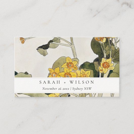 Carte De Placement Élégant Rustique Jaune Daffodique Floral Mariage (Devant)