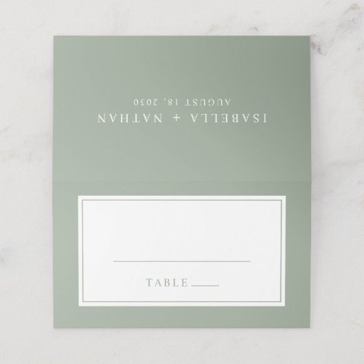 Carte De Placement Élégant Sage Vert Simple Minimal Mariage frontalie (Extérieur déplié)