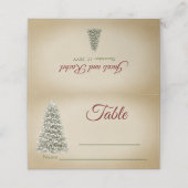 Carte De Placement Élégant sapin de Noël Numéro et nom Mariage (Extérieur déplié)