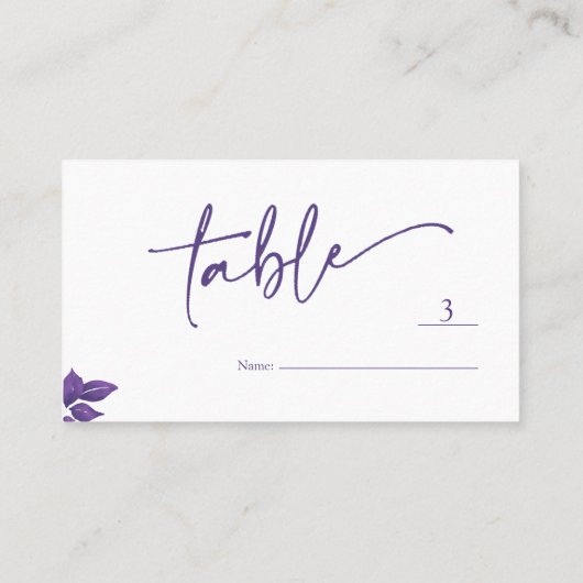 Carte De Placement Élégant Script Emerald Purple Eucalyptus Mariage (Dos)