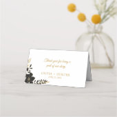 Carte De Placement Élégant Script fleurit Mariage blanc & or (Dos)
