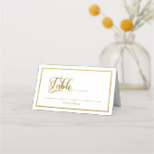Carte De Placement Élégant Script fleurit Mariage blanc & or (Devant)