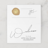 Carte De Placement Élégant Script Gold Wax Stamp Numéro de table d'év (Extérieur déplié)