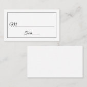 Carte De Placement Élégant script Mariage noir et blanc (Devant / Derrière)