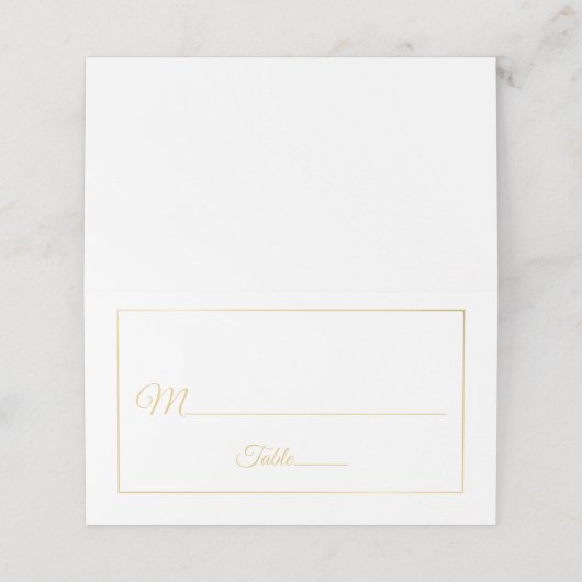 Carte De Placement Élégant Script Mariage or et blanc (Extérieur déplié)