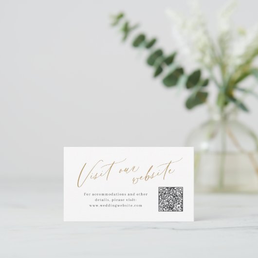 Carte De Placement Elegant script minimal QR code website Insert card (Debout devant)