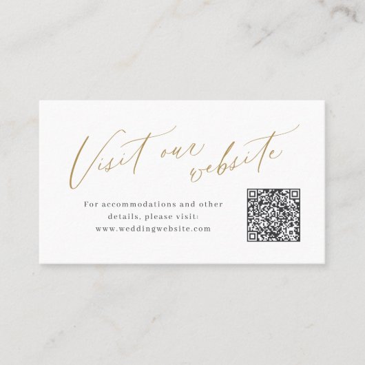 Carte De Placement Elegant script minimal QR code website Insert card (Devant)