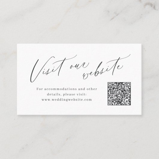 Carte De Placement Elegant script minimal QR code website Insert card (Devant)