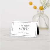 Carte De Placement Élégant script noir et blanc (Devant)