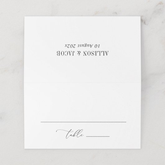 Carte De Placement élégant script noir et blanc mariage (Extérieur déplié)