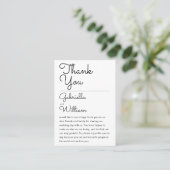 Carte De Placement Élégant Script Simple Merci Mariage Réception (Debout devant)