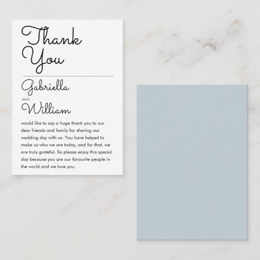 Carte De Placement Élégant Script Simple Merci Mariage Réception (Devant / Derrière)