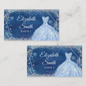Carte De Placement Elégant Snowflake hiver de la Marine Quinceañera (Devant / Derrière)