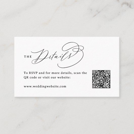 Carte De Placement Elegant Swirl Script QR Code Wedding Details (Devant)