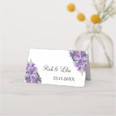Carte De Placement Elégant tableau Mariage de fleurs violettes (Dos)