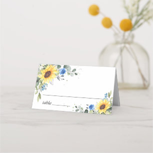 Carte De Placement Elégant tournesol Eucalyptus Mariage de verdure