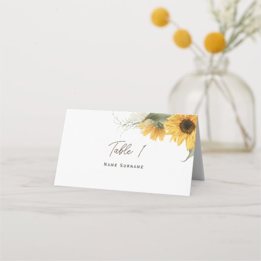 Carte De Placement Élégant tournesol rustique, Mariage de automne (Devant)