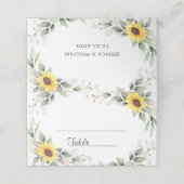 Carte De Placement Élégant tournesol vert Mariage floral table (Extérieur déplié)